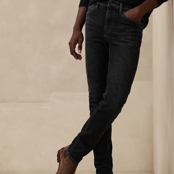 Banana Republic Straight Traveler Jean size 34/34 Black Wash - Picture 3 of 5